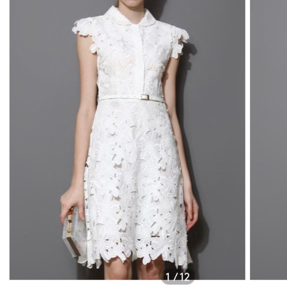 Chicwish Dresses & Skirts - Chicwish Flower Cutout Midi Dress White